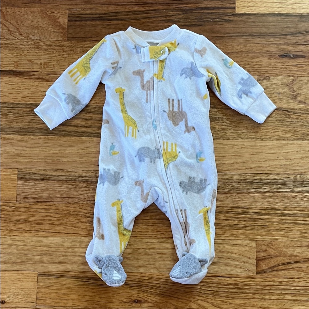 Zoo animals fleece footie onesie